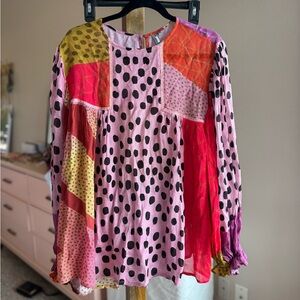 Anthropologie Multicolor Patchwork Blouse